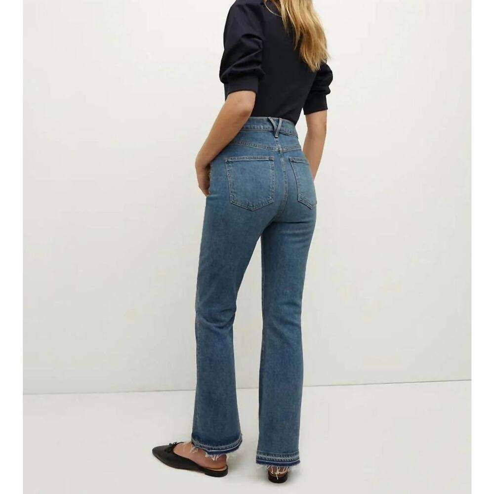 Veronica Beard Carson Ankle Flare Jeans US 26 Blue Denim Let Down Frayed Hem - Picture 2 of 11